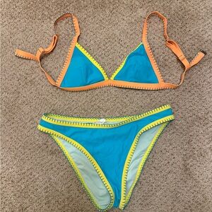 Cupshe Blue and Orange Bikini Set